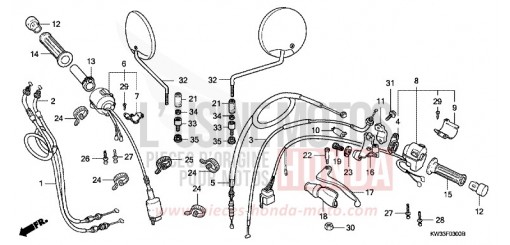 LEVIER DE GUIDON/COMMUTATEUR/ CABLE NX250L de 1990